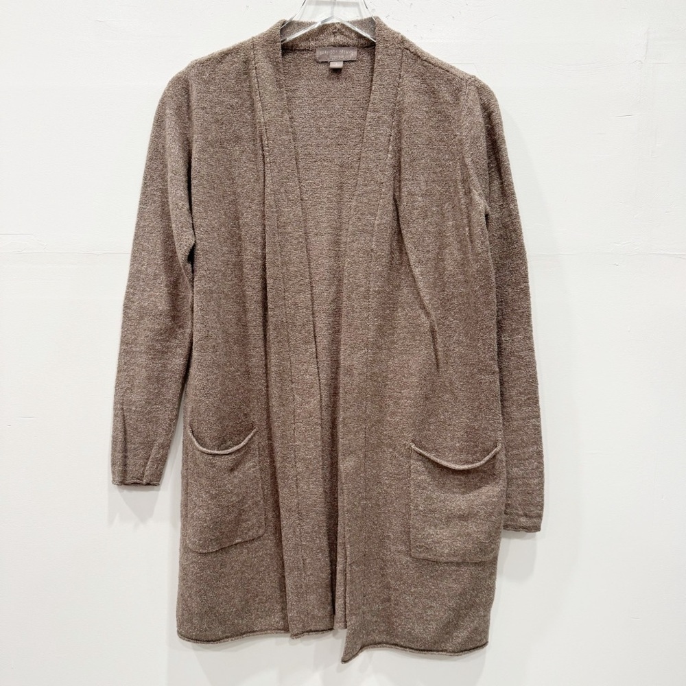 Barefoot Dreams Cozychic Lite Long Cardigan Sweater Brown Tan Small